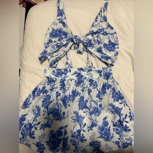 ASOS Blue and White Floral Jumpsuit Romper